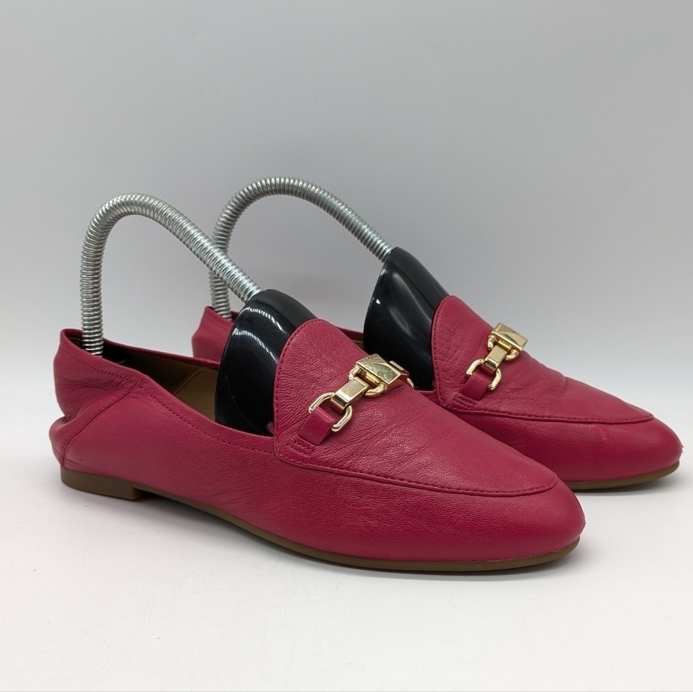 Michael Michael Kors Charlton Pink Gold Leather Loafers 6